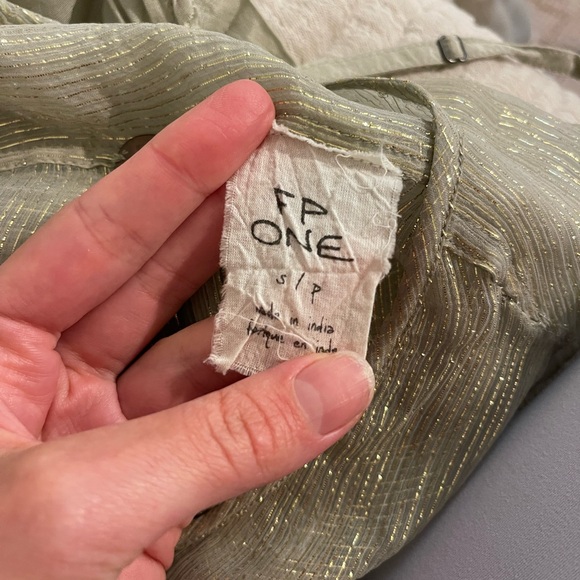 Tan and good thread sheer Free People dress with half slip included - Picture 9 of 13